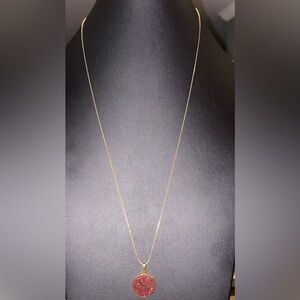 Alex and Ani Gold Necklace with Red Pendant “Path Of Life”